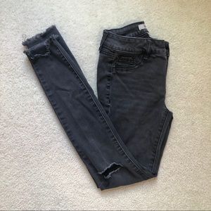 Dark Gray Black Skinny Jean Destroyed Jegging